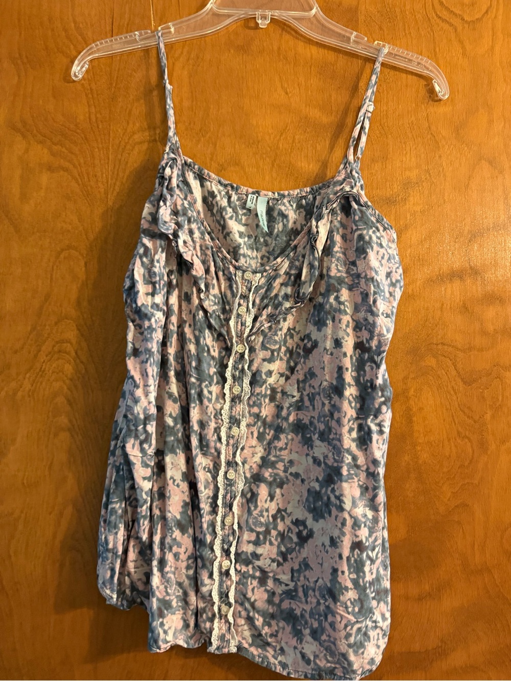 Maurices Pink and Blue Floral L Spaghetti Cami